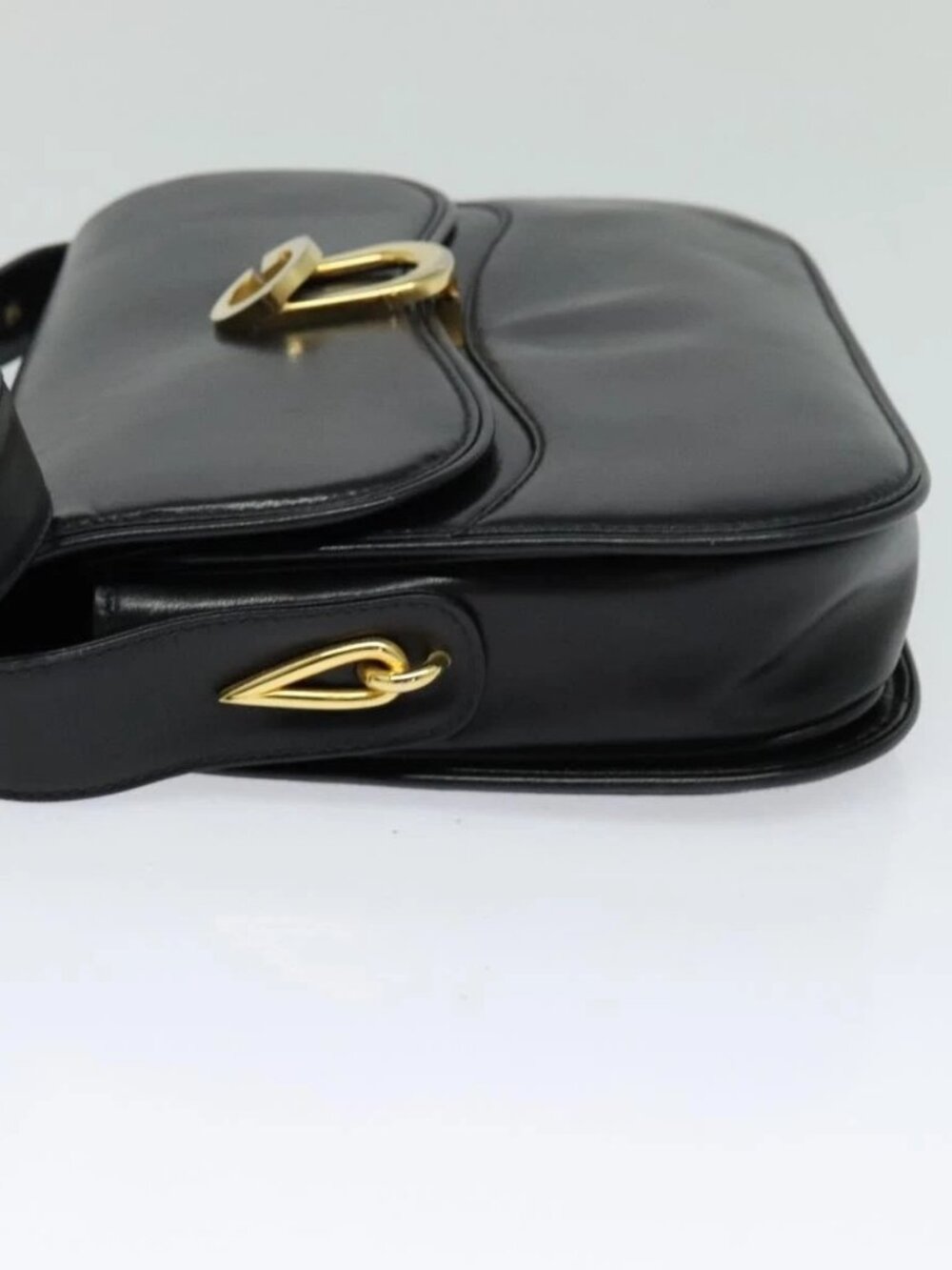 GUCCI Shoulder Bag Leather Black Gold Auth ep8582 - Picture 3 of 16